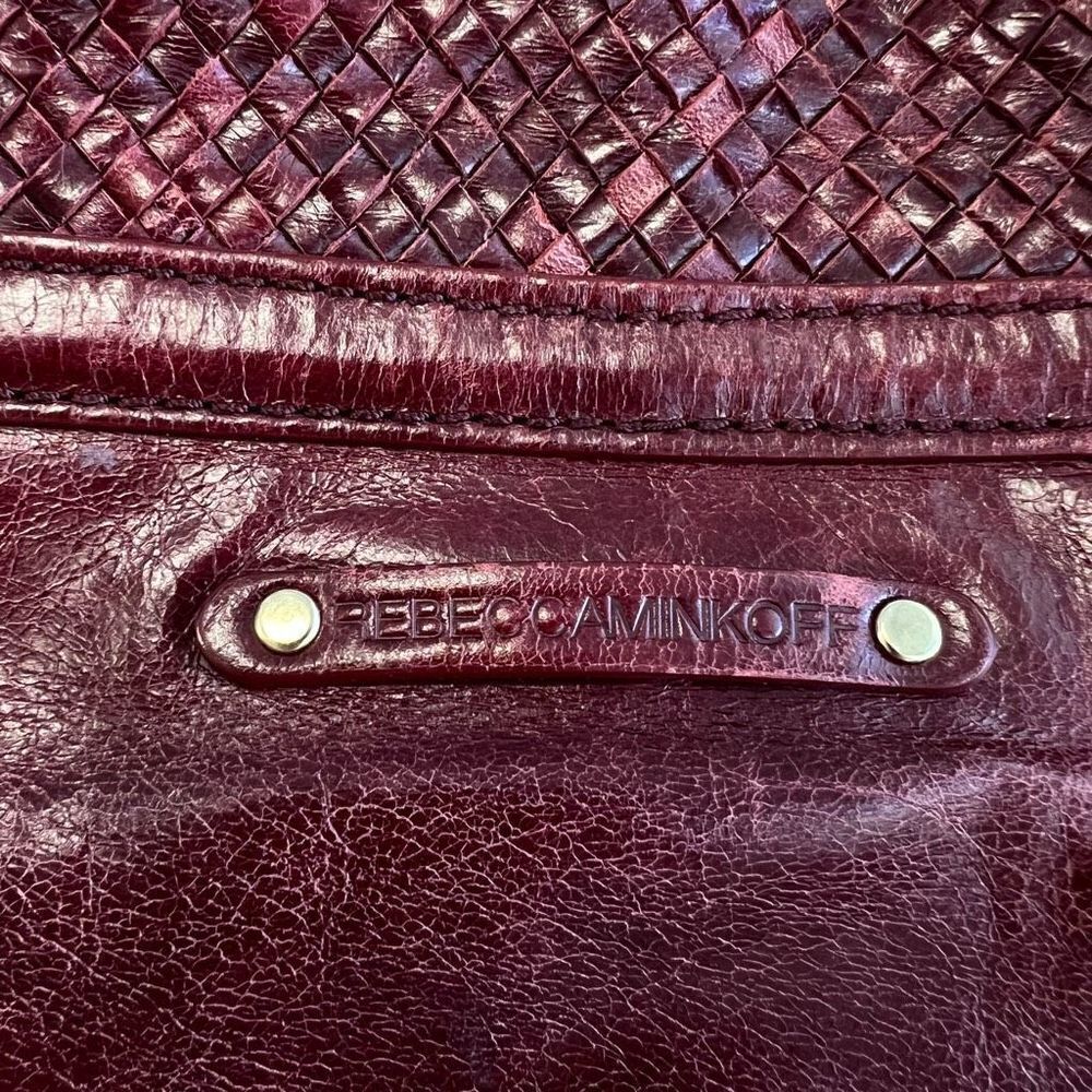 Rebecca Minkoff Endless Love Woven Satchel Bag Purse Gold Tone Hardware Luxury - Picture 8 of 13